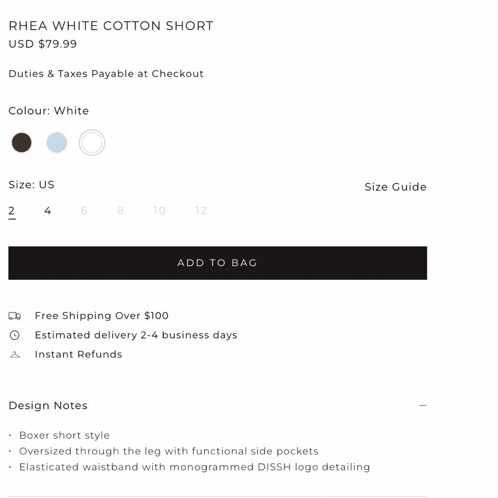 ISO Dissh White Rhea Short - Picture 2 of 4